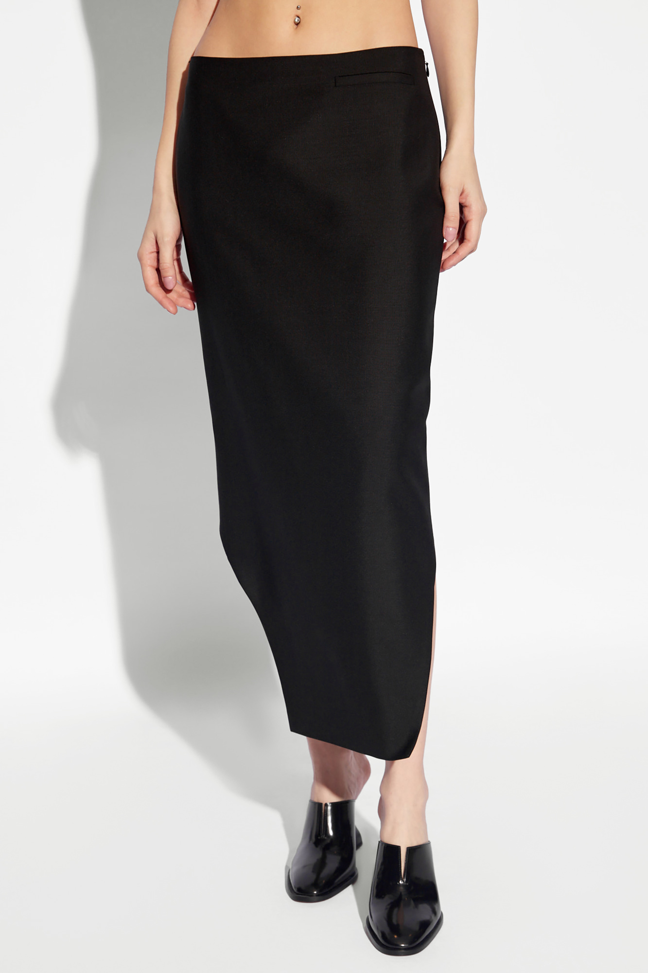 スカート GIVENCHY Black Viscose Blend Skirt Givenchy 4G Liquid-detail Wool Skirt | Black | FARFETCH